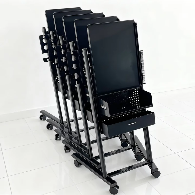 Professional Tool Cart Stainless Steel Salon Barber Storage Cabinet 4 Wheel Trolley Hair Cutting Perming Dyeing Curling Iron