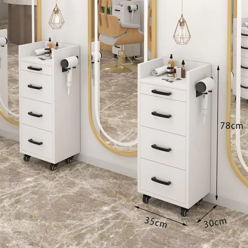 Professional White Rolling Barber Spa Facial Metal Hair Salon Beauty Salon Hairdressing Trolley Carts