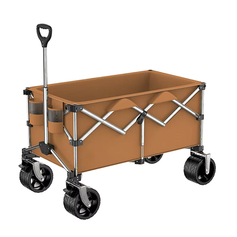 Push-up Camping Cart Foldable Extra-large Hand-pulled Trolley Outdoor Picnic Street-vending Table-board Cart