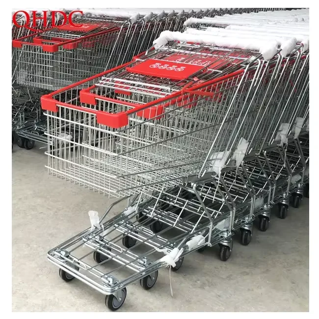 QHDC EU 75 Color Plated American Style 60L 80L 100L Supermarket Grocery Shopping Trolley USA Type
