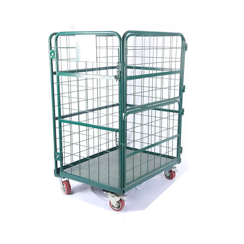 Quality Collapsible Metal Transport Demountable Roll Cage Trolley 2 Doors Hand Carts Trolley