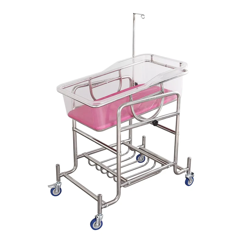 RAY A080 Baby Cradle Trolley Stainless Steel Baby Carriage Crib for Soothing Infants in Hospital Wards