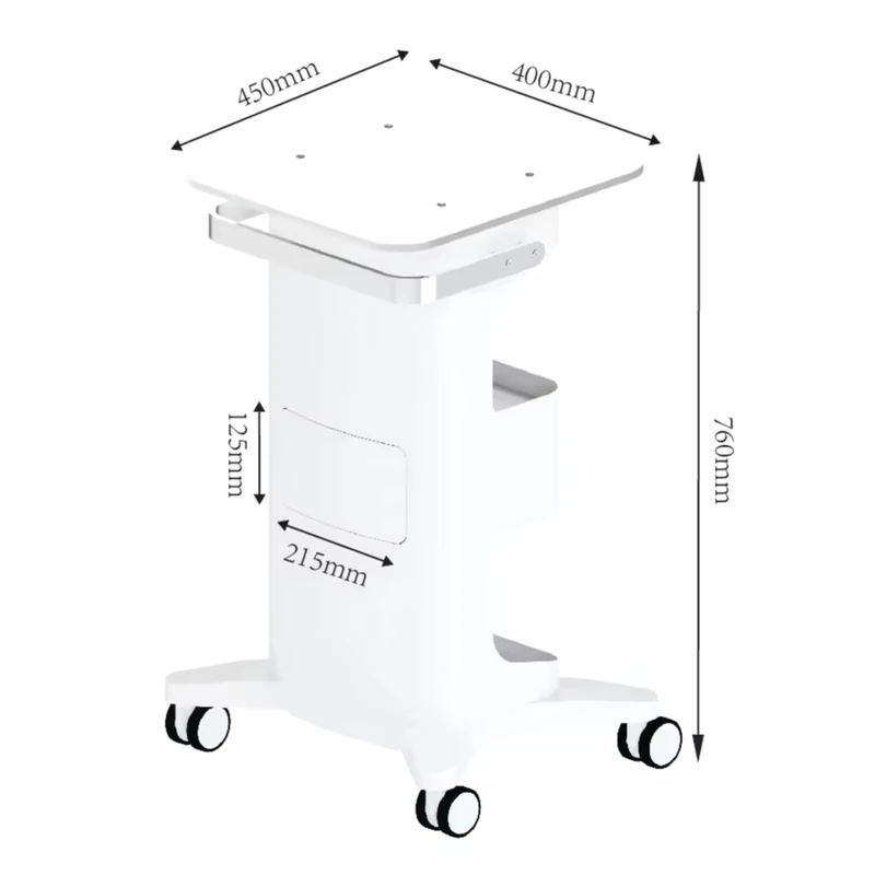 Rambo Professional Small Bubble Facial Machine Multifunction Salon Trolly Cart Modern Design Acrylic Aluminum 4 Wheel Heavy Duty