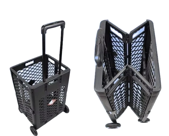 Ready to Ship Folding Wagon Vegetable Trolley Storage Packing Box Tension bar Shopping Cart