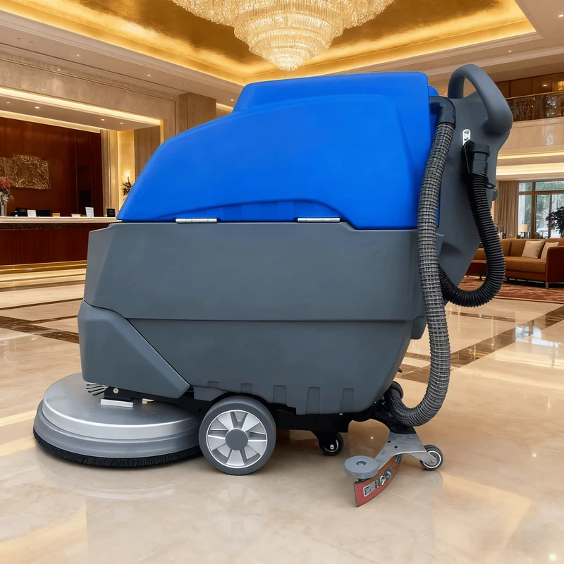 Rechargeable Plastic Commercial Cleaning Cart with 400 lb Capacity 3 Wheel Design Scratch Resistant for Indoor Use