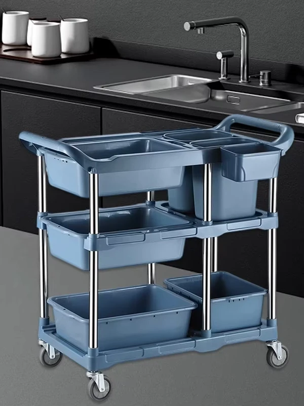 Restaurant Buffet Cart Dinner Service Food Hotel Equipment Kitchen Hand Service Utility Bus Cart with Bins