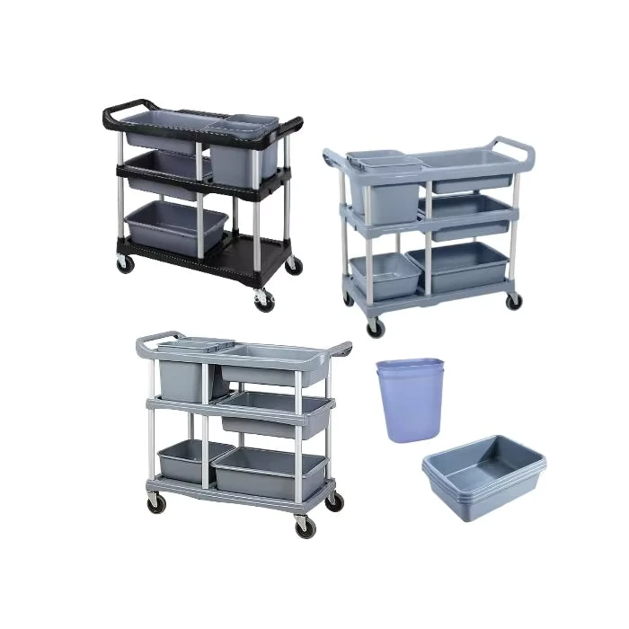 Restaurant Canteen Hotel Plastic Trolley Restaurant Food Service Trolley Plastic Utility Cart With Wheels