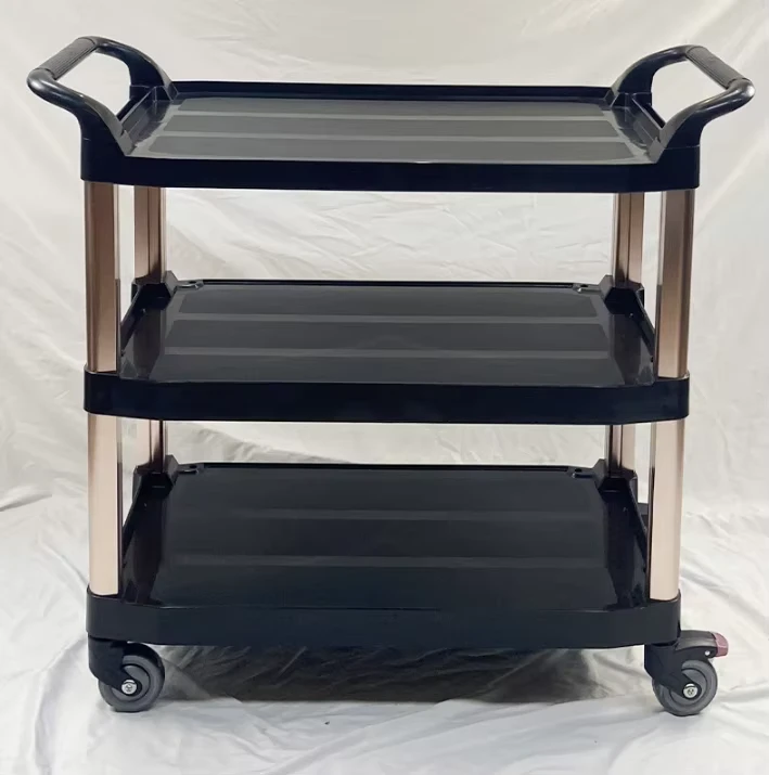 Restaurant Cleaning Cart Plastic Food Service Cart with Wheels