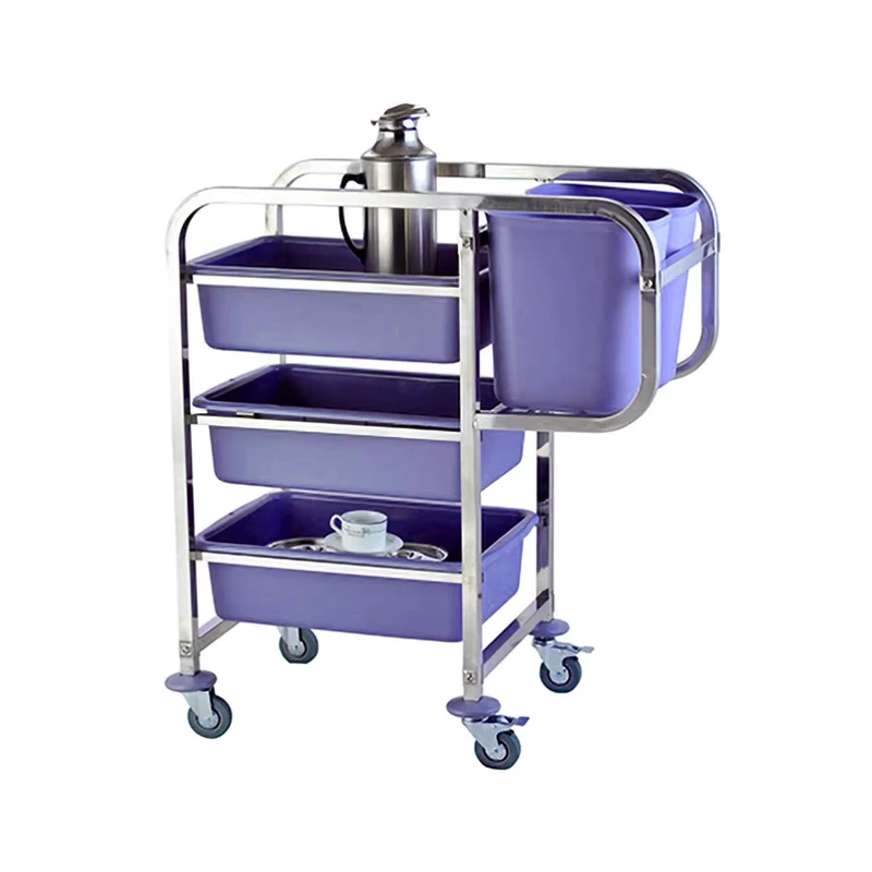 Restaurant Commercial Hotel Hospital Square Tube Cleaning Food Collection Trolley Tableware Collection Cart