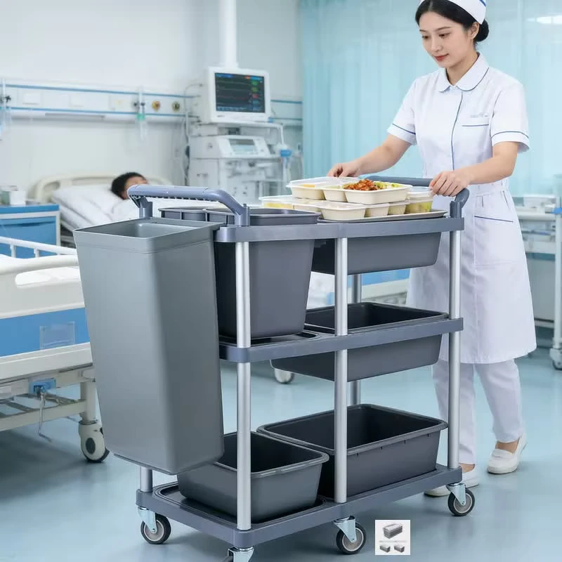 Restaurant Equipment Supply Easy to Clean Food Handling Cart Cleaning Workflow Cart Restaurant Cleaning Cart