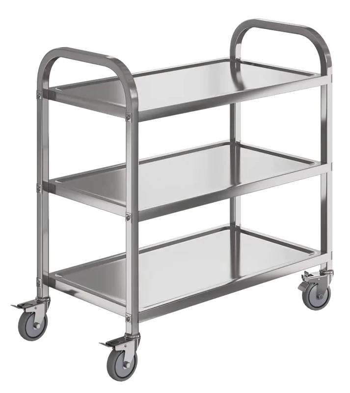 Restaurant Food Service Carts Medium Size Stainless Steel 2 Tiers Trolley Carts