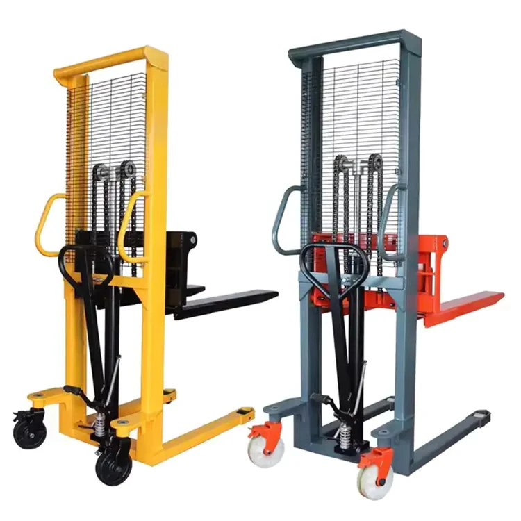 Restaurant Material Handling Manual Hydraulic Forklift Stacker Trolley with 1000kg Load Capacity 1600mm Max Lift Height