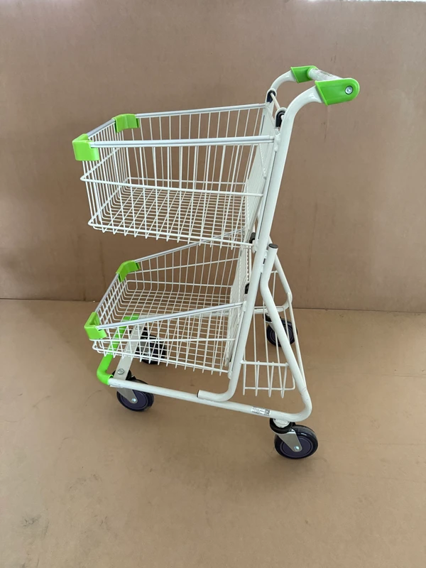 Retail Grocery Store Metal Double Baskets Supermarket Shopping Cart Shopping Trolley