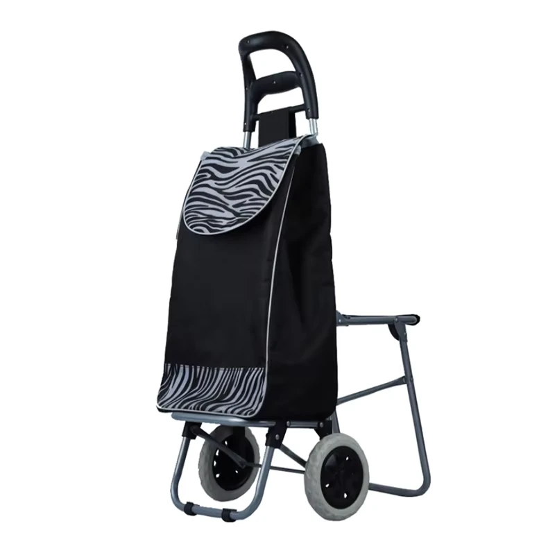 Reusable Folding Shopping Cart Bags Trolley Shopping Folding Cart With Seat and Chair