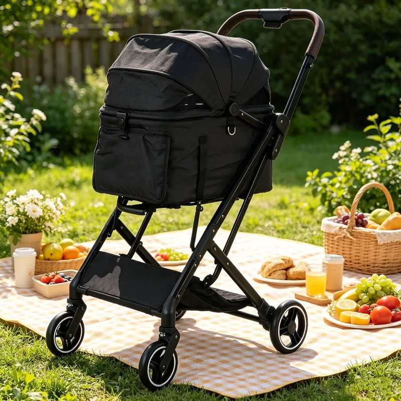 Reversible Multiple Dog Pet Stroller Trolley with One Hand Folding 3