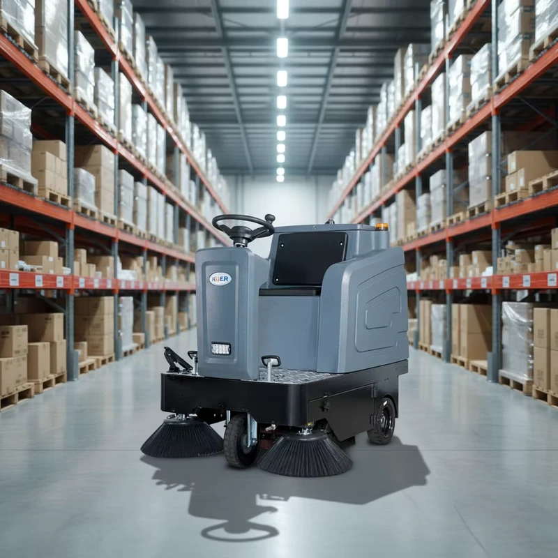 Road Sweeper Street Cleaning Floor Sweeper Electric Battery Powered Self Propelled Heavy Duty Ride On with Side Brush