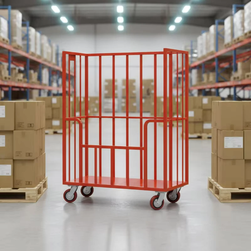 Roll Cage Trolley Warehouse Folding Cargo Powder Coating Steel Storage Cage Roll Container