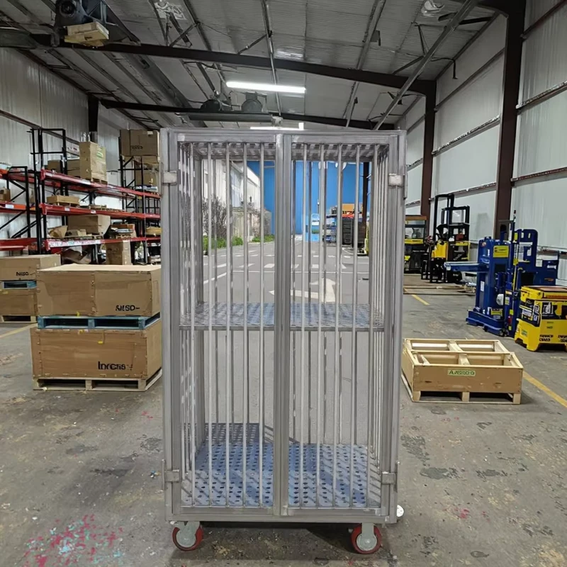 Roll Containers Foldable Heavy Duty Durable Supermarket Steel Roll Cage Linen Cart With Wheels