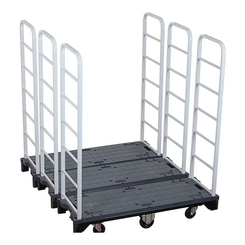 Roll Sturdy Six Wheels Logistics Trolley Shopping Cart Gray Assembly Modern Design Large Supermarket Transport Folding