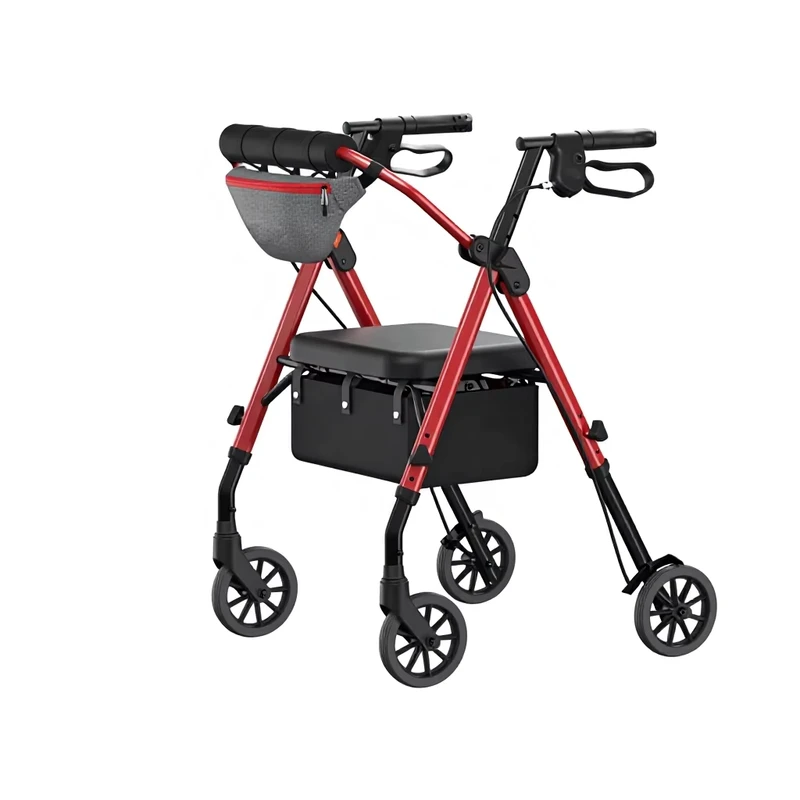 Rollator Walker With Seat and Brakes Lightweight Aluminum Mobility Aid for Seniors Hospital Use