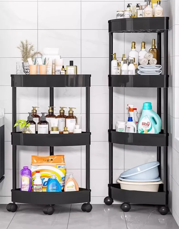 Rolling Cart Storage Rack 3 4 5 Tier Gap Storage Shelf Movable Bathroom Triangle Storage Rack Floor standing Corner Shelf