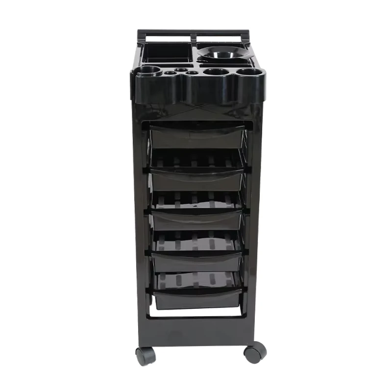 Rolling Hair Salon Trolley with Drawers Mobile Beauty Spa Cart for Shampoo Dryer Holder & Tools Customizable Barber Trolley