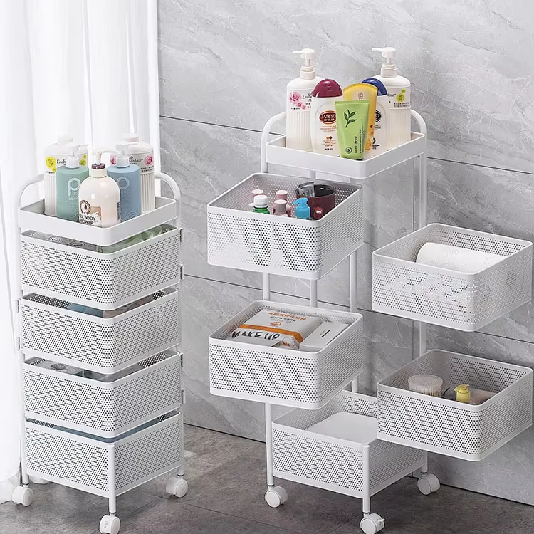 Rolling Utility Cart Trolley Kitchen Bathroom Metal Laundry Storage Rolling Cart