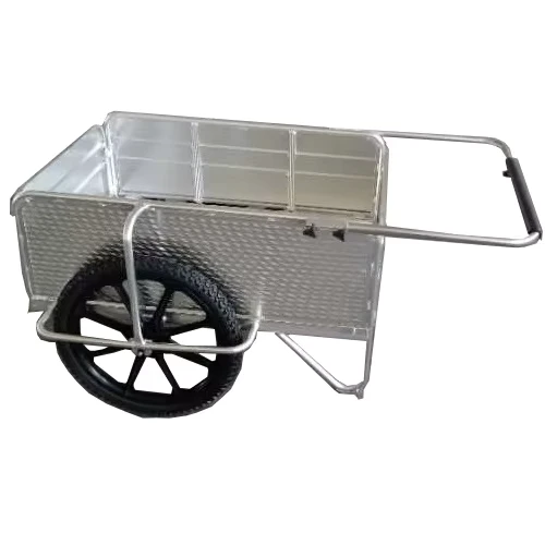 Rust Proof Lightweight Aluminium Checkered Plate Farm Cart Outdoor Yard Orchard Gardening Transport Hand Wagon Trolley