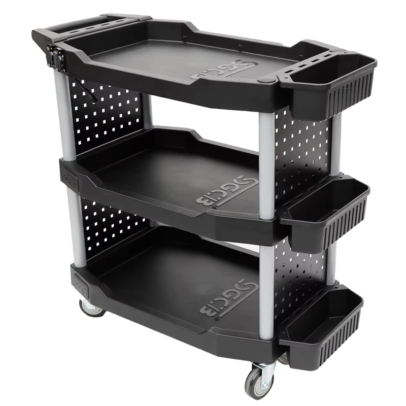 SGCB Mobile Service Utility Cart Tool Storage Cart Plastic Metal Car Wash Trolley