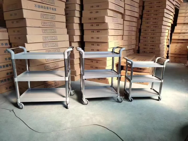 SHANGQI SQCC 3 Electric Plastic 3 Shelves Rolling Utility Cart for Food Service in Restaurants & Hotels