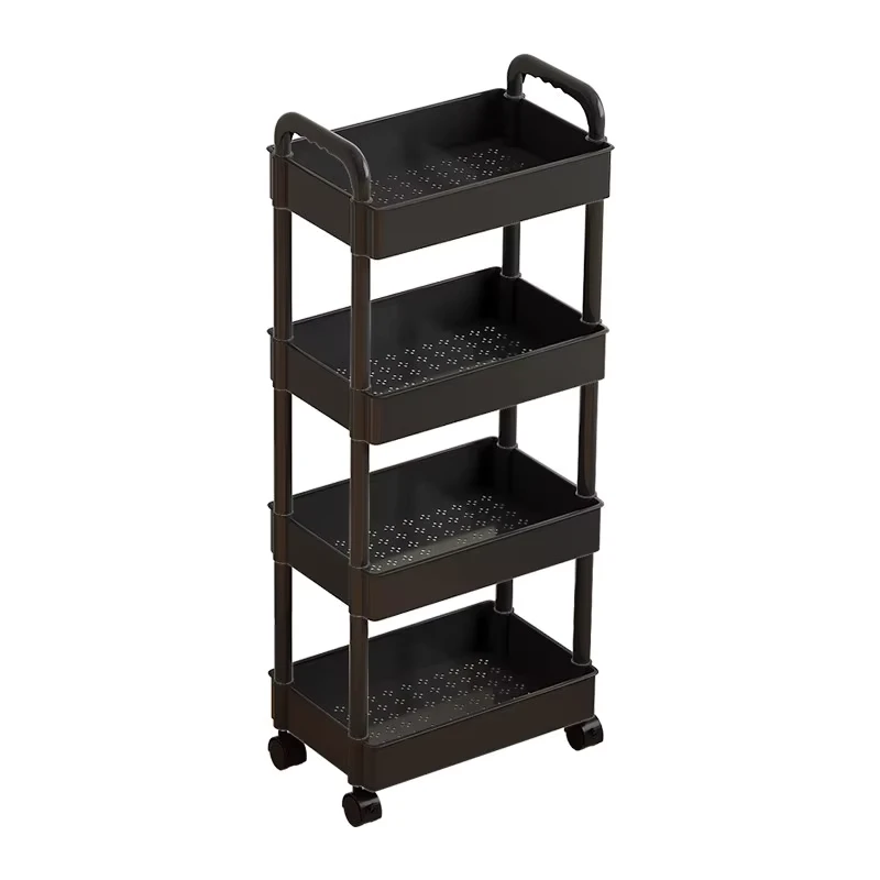 SHR02 Wheeled Trolley Toilet Storage Rack Floor Standing Mobile Multi Layer Snack and Household Storage Organizer