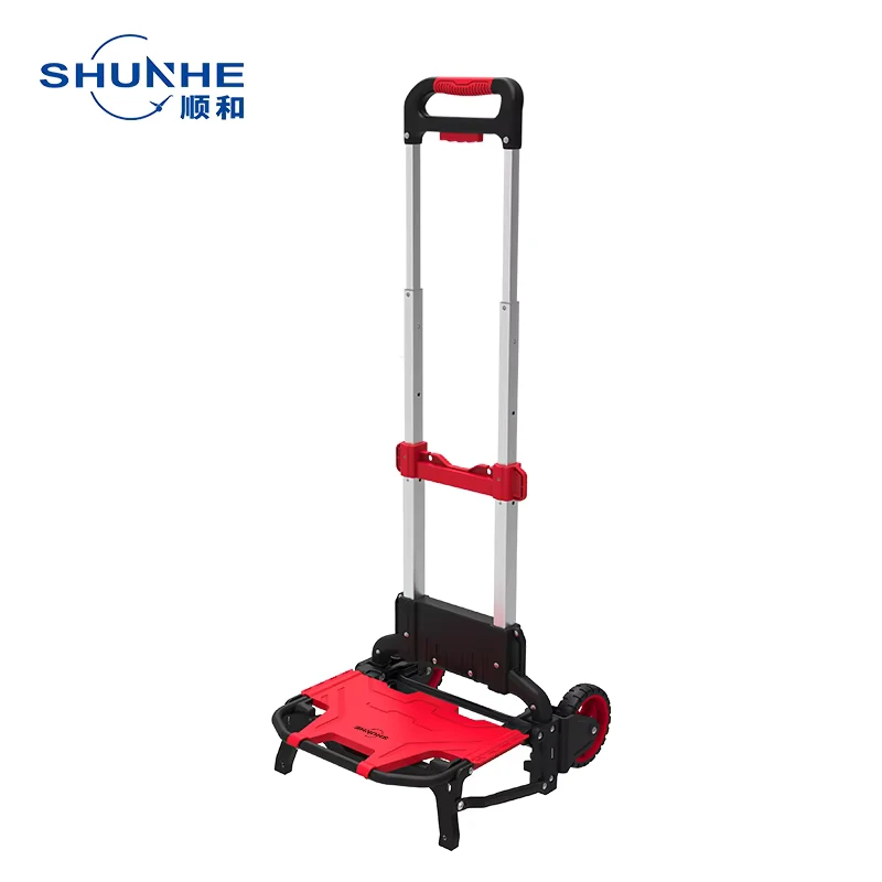 SHUNHE 90SE Black Red Portable Folding Shopping Trolley with Removable Bag 60kg Load Capacity OEM Customizable