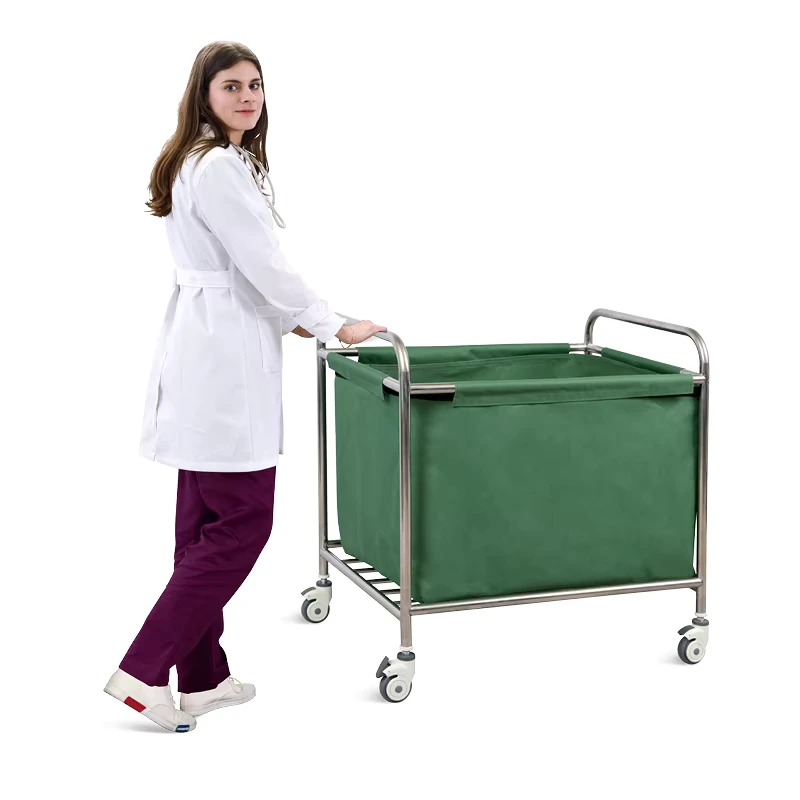 SKH040 Stainless Steel Hotel Clean Linen Cart Housekeeping Hospital Laundry Trolley