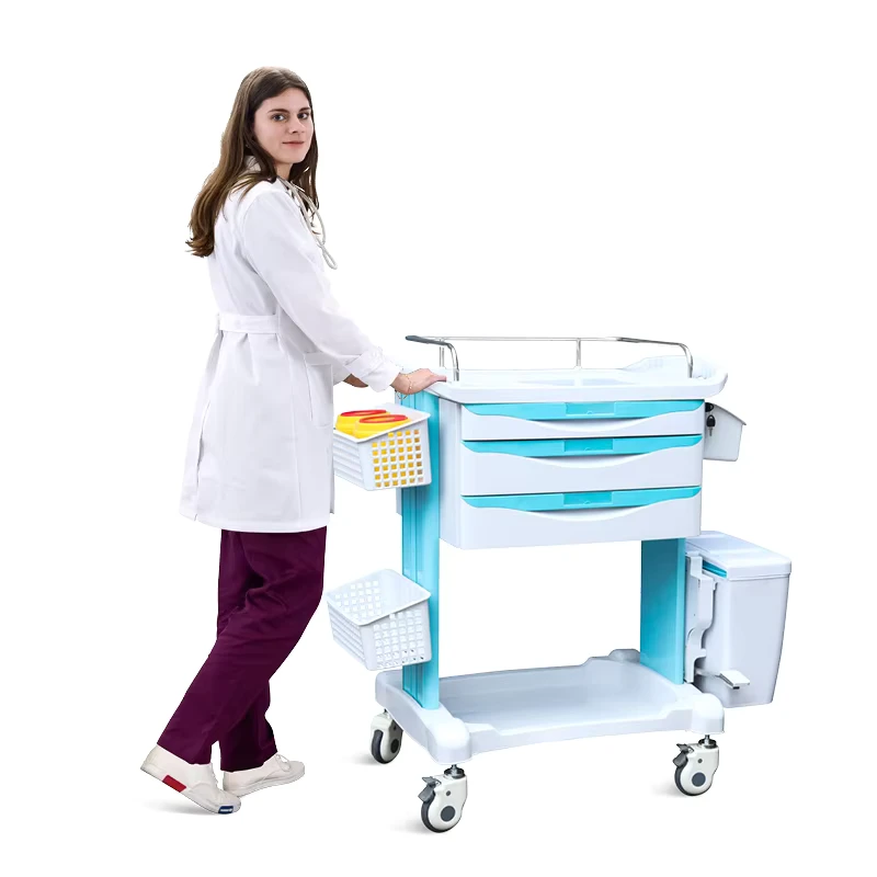 SKR-CT232 Hospital Furniture Plastic Emergency Drug Cart Steel Medical Anaesthesia Medicine Trolley