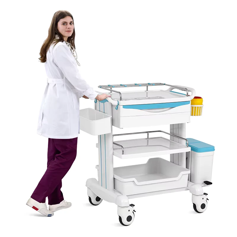 SKR-CT600 ABS Hospital Treatment Multifunction Service Emergency Medical Trolley 50 lb Load Capacity