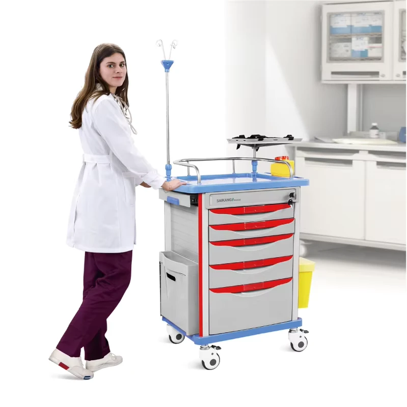 SKR054 ET Multifunction ABS Plastic Hospital Anaesthesia Trolley Medical Medicine Drug Emergency Trolley