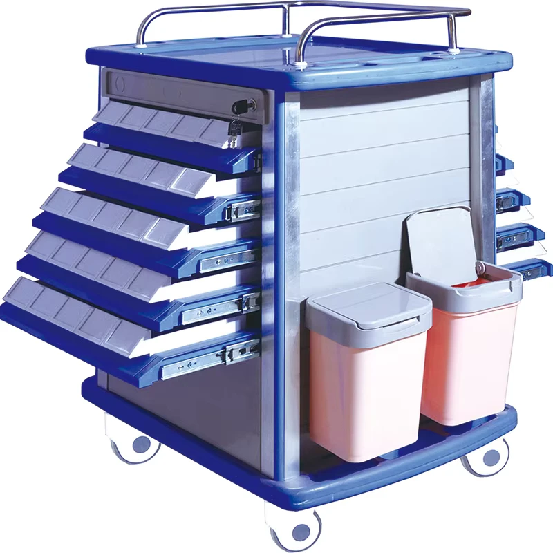 SKR054 MT Medical 5 Drawers ABS Medical Drug Emergency Trolley