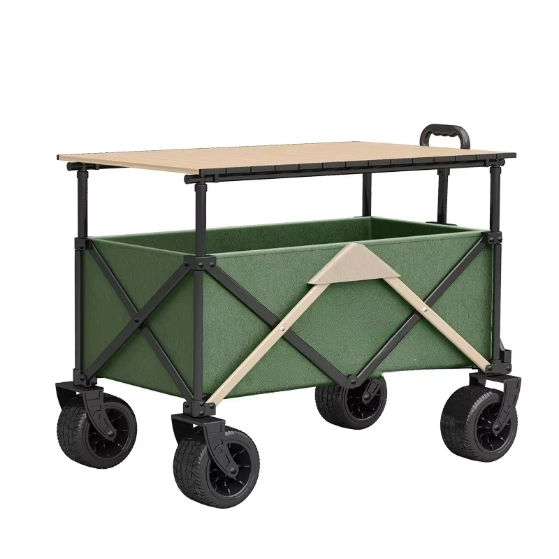 SM TC004 Folding Stainless Steel Electric Camping Cart Wagon Umbrella Storage Linker 88x45x61-93cm Outdoor Beach Shopping