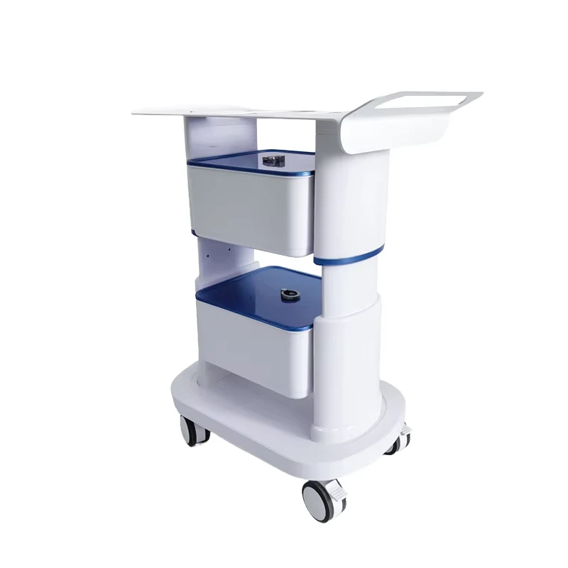 SPA Beauty Trolley with Wheels Salon Furniture White PVC Facial Machine Used Beauty Instrument Salon Tray Rolling Cart Trolley