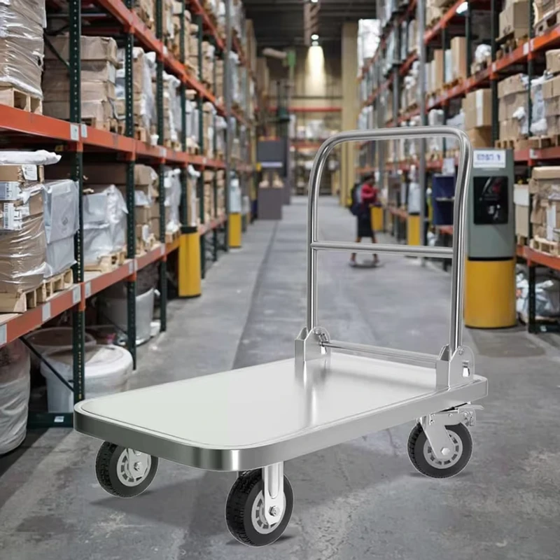 SS304 Hand Cart Trolley Industrial SS304 High Load bearing Capacity Warehouse Factory Household