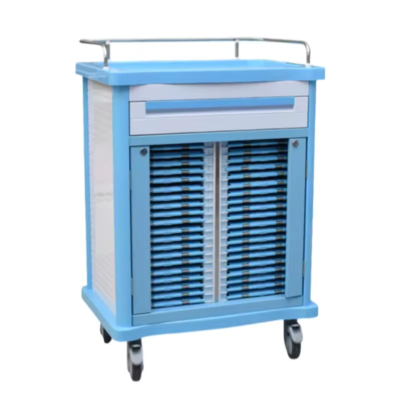 SSBH B 01 Medical Record Trolley Hospital Furniture Multi Function 40 Cases Patient File Silent Swivel Wheels Medical Equipment