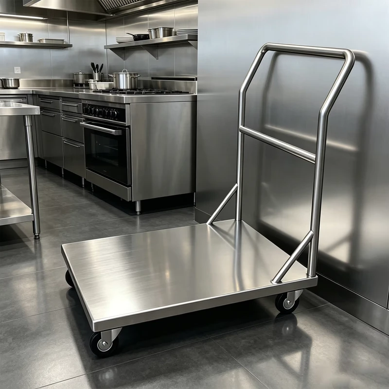 SUS304 Stainless Steel Heavy Duty 300kg m Load Capacity Rolling Utility Cart 4 Wheel for Food Storage Kitchen Bathroom
