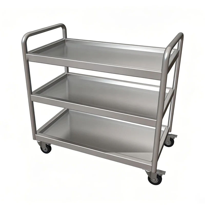 SUS304 Stainless Steel Heavy Duty 500kg/m Load Capacity Rolling Utility Cart 4 Wheel Polished Finish Kitchen
