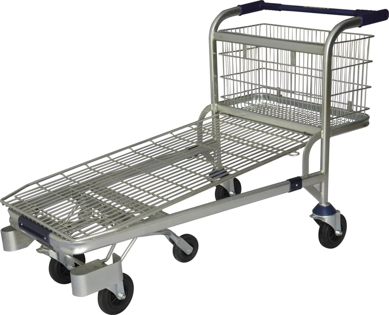 SXE 6 Durable Steel Rolling Luggage Cart Five Wheels Flexible Moving Airport Trolley with Picking Feature