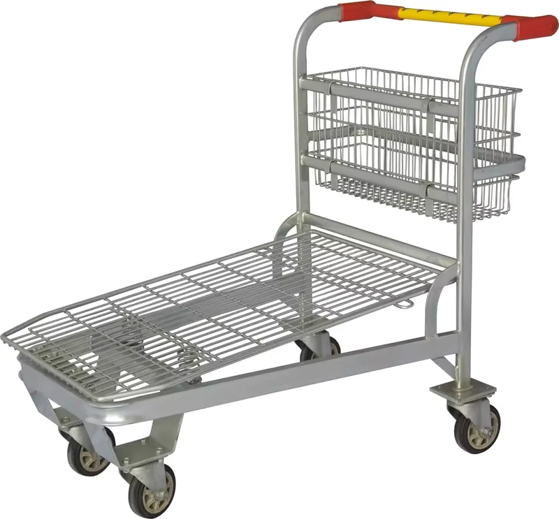 SXE 7 Heavy Duty 4 Wheels Steel Rolling Utility Moving Trolley Airport Luggage Picking Cart 200kg Capacity Zinc