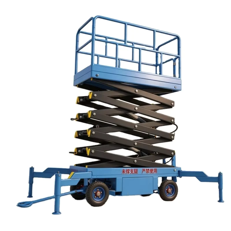 SY Mobile Hand Push Electric Hydraulic Scissor Lift Lifting Trolley Universal Wheels Cart 2000kg Capacity Factory Material