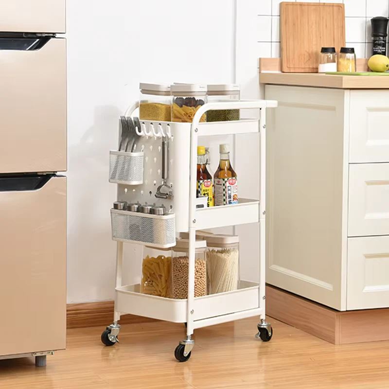 Safe 3 Tier Utility Trolley Storage Cart Near Me Kitchen Storage Rolling Rack With 4 Wheel Lockable