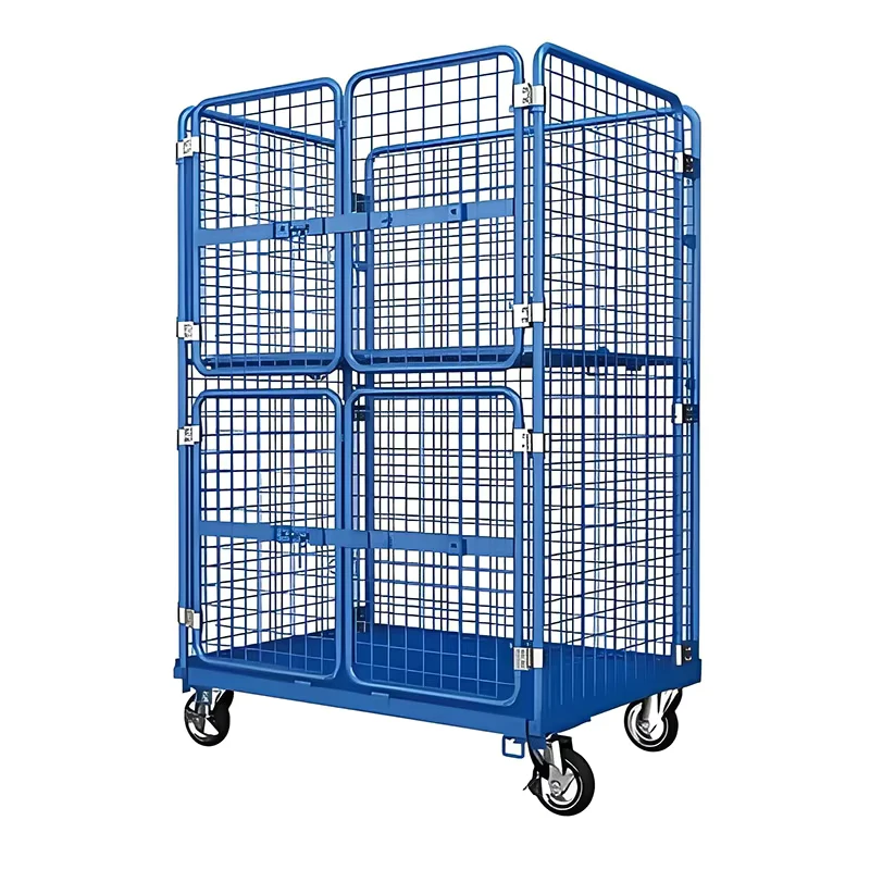 Safe Metal Cargo Transportation Trolleys Durable Steel Wire Logistics Cages for Efficient Light Duty Handling Foldable