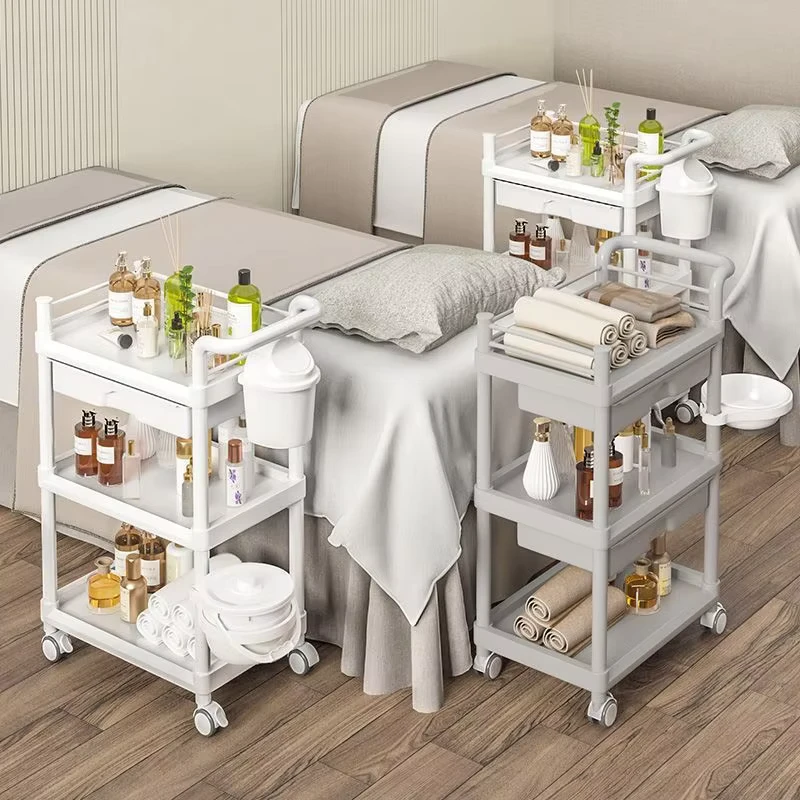 Salon Beauty Salon Trolley Storage Rack Nail and Eyelash Care Tool Cart Beauty Salon Instrument Pulley Storage Rack