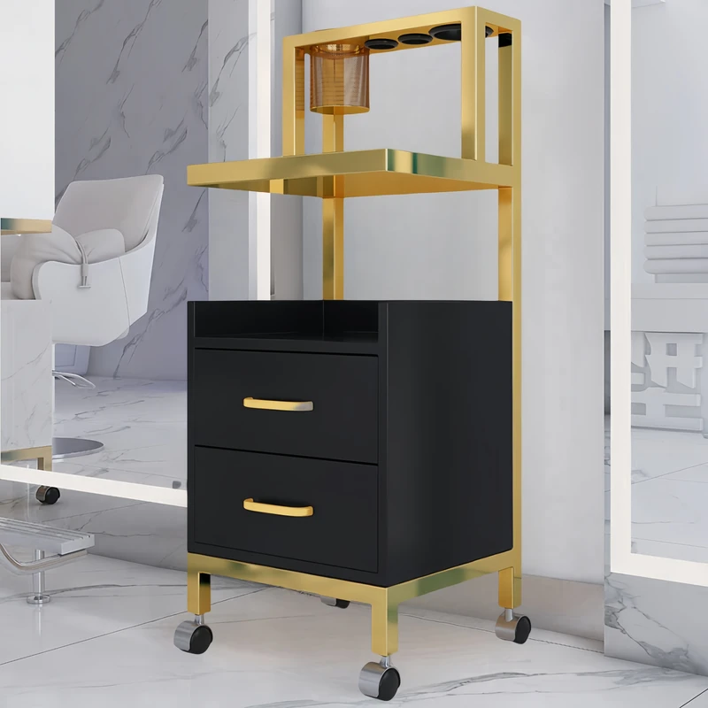 Salon Furniture Barber Shop Multifunctional Salon Trolley Metal Wooden Cabinet Haircut Barber Cabinet With Drawer